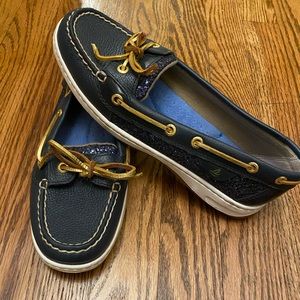 Sperry Navy Sparkle Boat Shoes